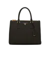 Prada Large Galleria Saffiano Leather Top Handle Bag In Black