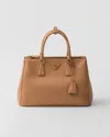 Prada Grosse  Galleria Tasche Aus Leder Mit Nieten In Natur