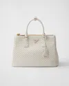 Prada Galleria Large Studded Leather Top-handle Bag In White