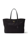 Prada Re-edition 1978 Large Re-nylon And Saffiano Leather Tote Bag In Black