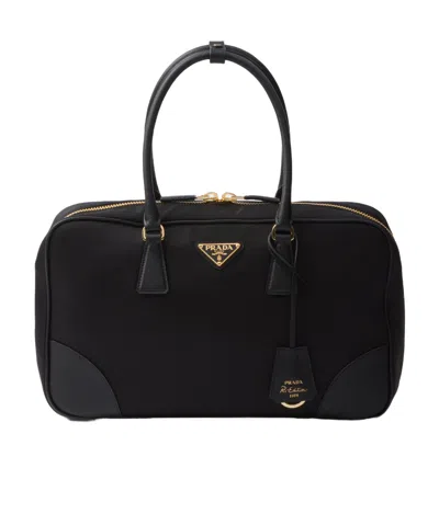 PRADA PRADA TRIANGLE-LOGO ZIPPED TOTE BAG