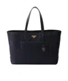 Prada Large Re-edition 1978 Shopping Bag With Front Pocket In Blue