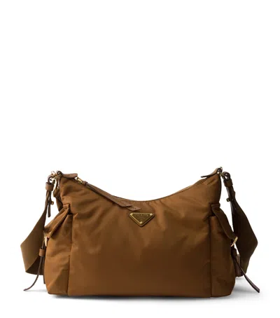 Prada Large Re-nylon And Leather Explore Shoulder Bag In Brown
