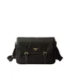 Prada Large Re-nylon And Leather Shoulder Bag In Black