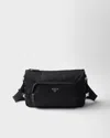 Prada Large Re-nylon And Saffiano Leather Shoulder Bag In Black