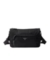 Prada Medium Re-nylon And Saffiano Leather Shoulder Bag In Black