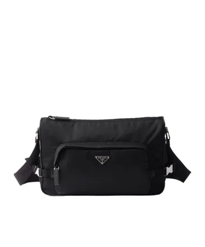 PRADA LARGE RE-NYLON AND SAFFIANO LEATHER SHOULDER BAG