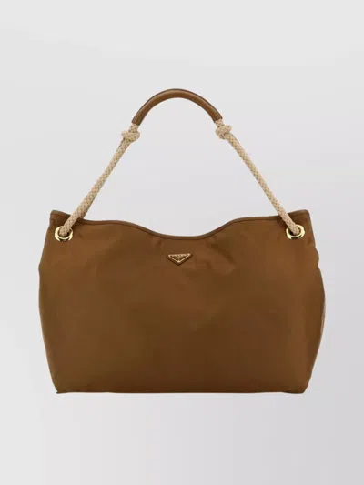 Prada Large Re-nylon Shopping Bag With Rope Handles In Brown
