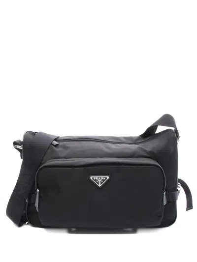Pre-owned Prada Large Re-nylon Shoulder Bag In Black