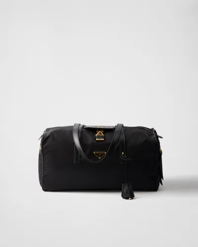 Prada Large Re-nylon Top-handle Bag With Padlock In Black