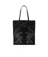 Prada Patch Embroidered Quilted Tote Bag In Black
