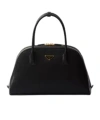 Prada Large Re-nylon And Leather Top-handle Bag In Black