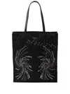 Prada Patch Embroidered Quilted Tote Bag In Black