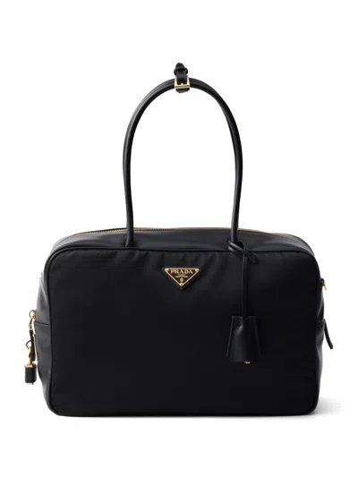 Prada Large Re-nylon Tote Bag In Black