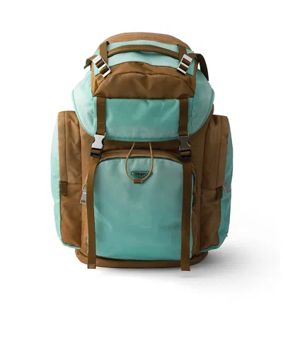 Prada Large Re-nylon And Saffiano Leather Backpack In Purple
