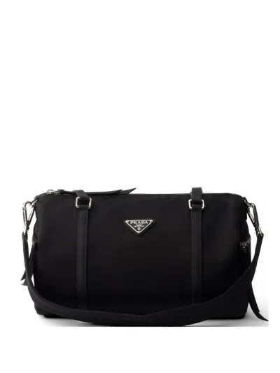 Prada Grosse Weekender-tasche Aus Re-nylon Und Saffiano-leder In Blue
