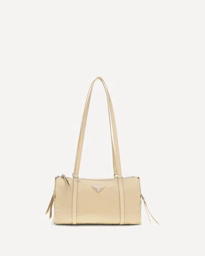 Prada Large Re-nylon And Saffiano Shoulder Bag In Neutral