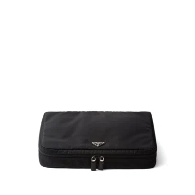 Prada Large Re-nylon Wash Bag In Black