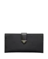 Prada Large Saffiano And Leather Wallet In Black