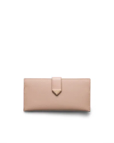 Prada Grosse Geldbörse Aus Saffiano Und Leder In Neutral