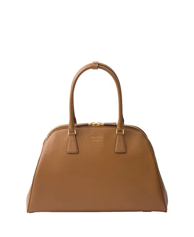 Prada Womens Brown Logo-embossed Large Saffiano Leather Tote Bag In Orange