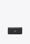 Prada Large Saffiano Leather Continental Wallet In Black