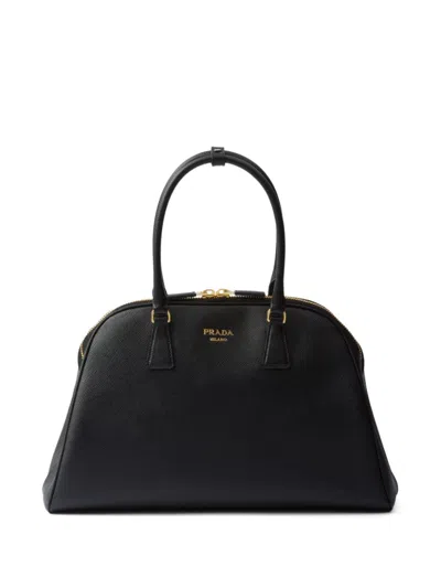 Prada Large Saffiano-leather Tote Bag In Black