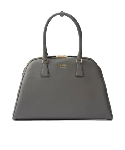 Prada Large Saffiano-leather Tote Bag In Marble Grey