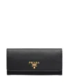 Prada Womens Black Brand-plaque Large Saffiano Leather Wallet