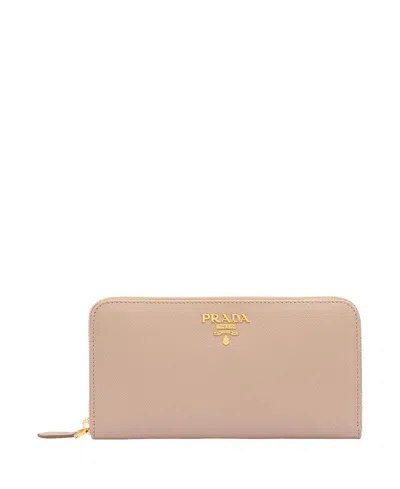 Prada Large Saffiano Leather Wallet In Pink