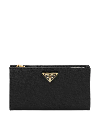 Prada Large Saffiano Leather Wallet In Black