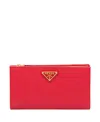 Prada Large Saffiano Leather Wallet In Red