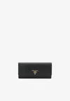 Prada Large Saffiano Leather Wallet In Black