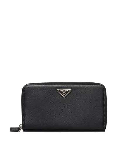 Prada Large Saffiano Leather Wallet In Black