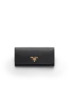 Prada Womens Black Brand-plaque Large Saffiano Leather Wallet In Black