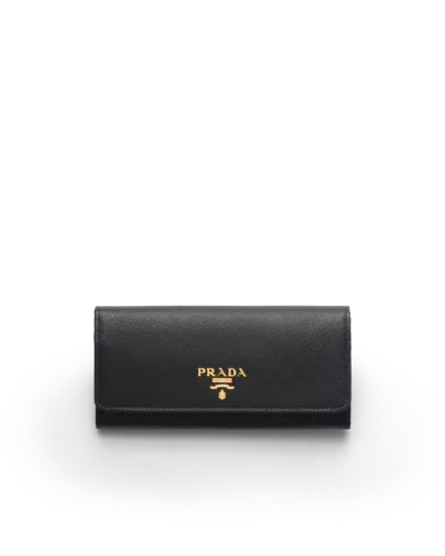 Prada Large Saffiano Leather Wallet In Black