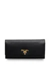 Prada Womens Black Brand-plaque Large Saffiano Leather Wallet In Black