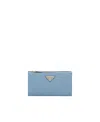Prada Large Saffiano Leather Wallet In Blue