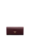 Prada Large Saffiano Leather Wallet In Burgundy