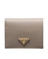 Prada Triangle-logo Saffiano Leather Wallet In Gray
