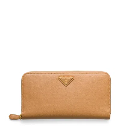 Prada Large Saffiano Leather Wallet In Caramel Color