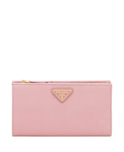 Prada Large Saffiano Leather Wallet In Pink