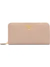 Prada Logo Plaque Wallet In Pink