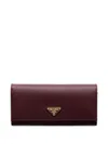 Prada Large Saffiano Leather Wallet In Red