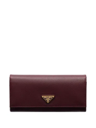 Prada Large Saffiano Leather Wallet In Red