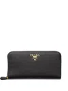 Prada Large Saffiano Leather Zip Wallet In Black