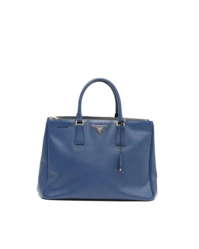 Prada Large Saffiano Lux Galleria Double Zip Tote Bag In Blue