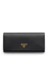 Prada Large Wallet In Black Saffiano Women In Black
