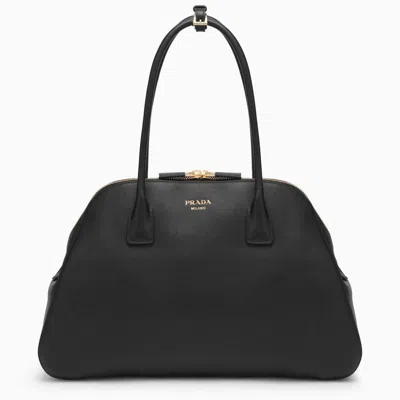 Prada Women's Large Leather Shopping Bag In Black