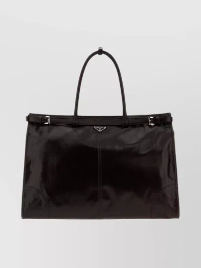 Prada Large Shopping Tote Featuring Metal Hardware